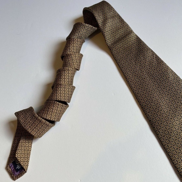 Nautica Men Tie Gold/Purple 100% Silk Made In Mexico - Picture 3 of 12